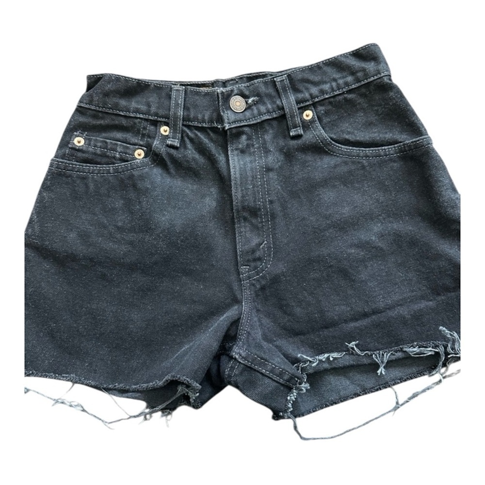 Black Distressed Denim Shorts Levi 550 Womens sz 5